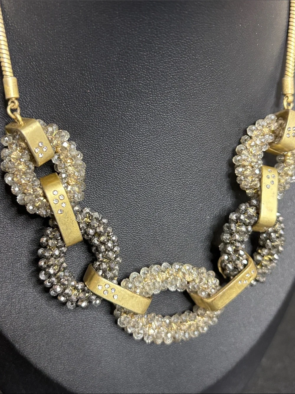 Kenneth Cole Gold-Tone Crystal Link Necklace in Gold and Gray - Women Jewelry